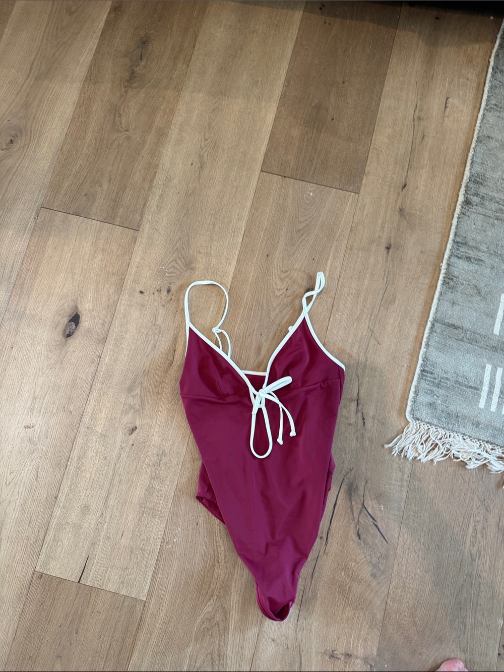 Onia Burgundy One-Piece Swimsuit with White Trim